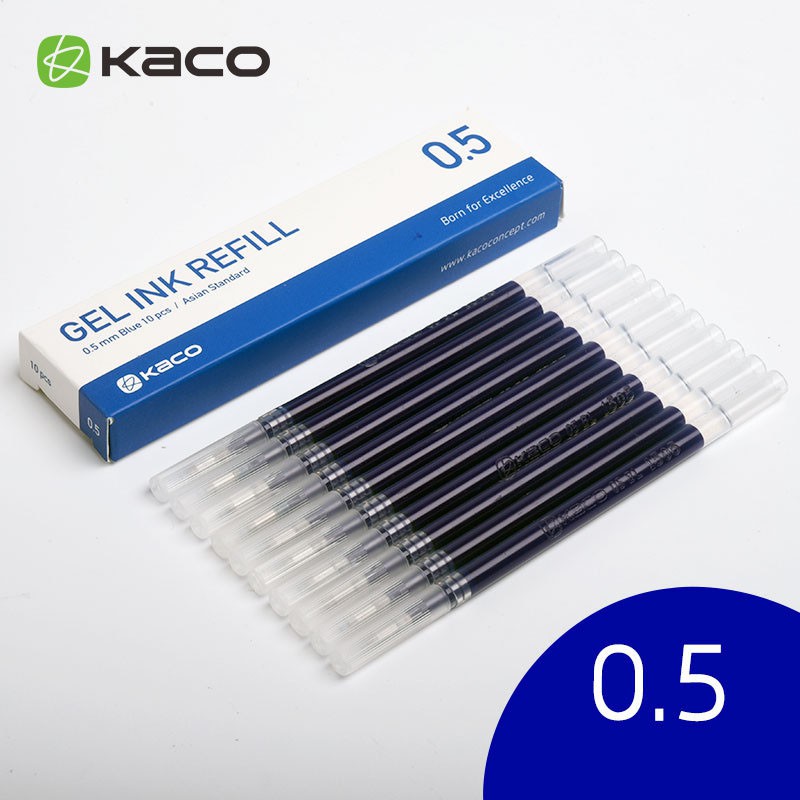 Ruột bút bi gel Kaco Pure ngòi 0,5mm ( bộ 10 ngòi).