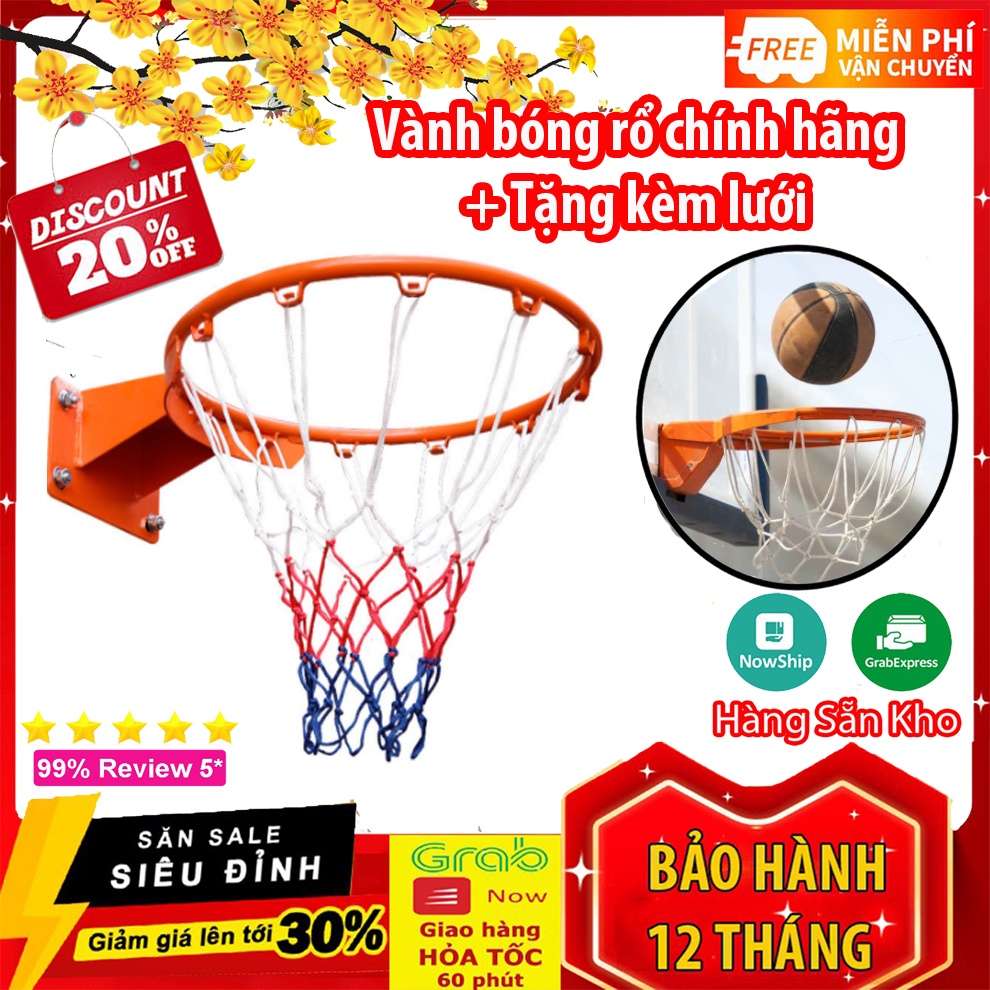 Vành Rổ Bóng Rổ - Size 7 (42cm) + Tặng kèm lưới rổ (Hàng Gia Công) 💥BẢO HÀNH 12 THÁNG💥
