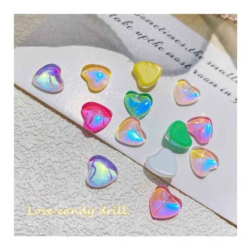Đá tim các size mix aurora trang trí nail/móng tay