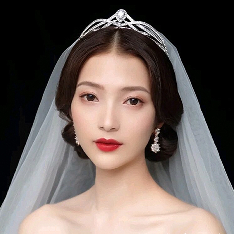 Cài tóc hình vương miện đính đá lấp lánh sang trọng cho cô dâu