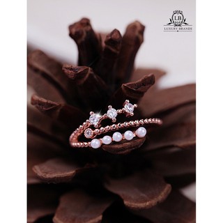Nhẫn nữ xoắn vòng đính ngọc hạt lấp lánh bi tròn nhỏ thiết kế độc đáo thời trang ulzzang Hàn Quốc
