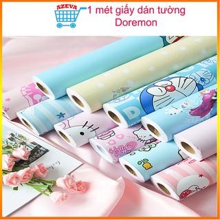 Giấy dán tường doremon có keo sẵn khổ rộng 45cm, giấy decal dán tường doraemon phòng ngủ cho bé - Azeva