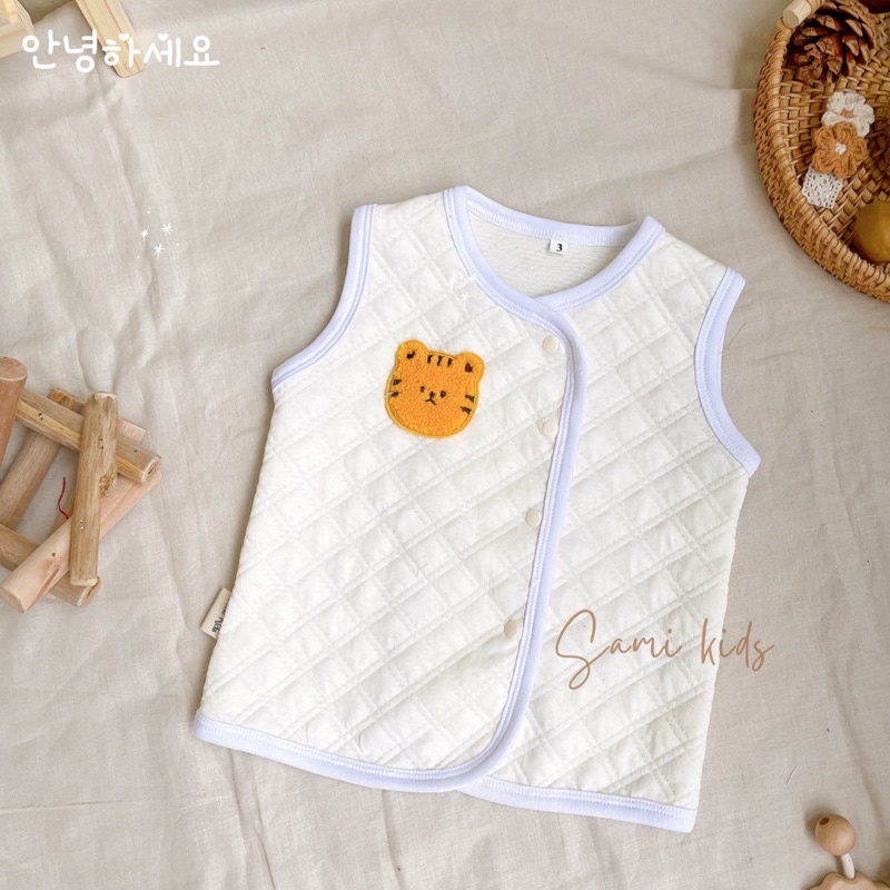 áo gile chần bông thêu giữ ấm ngực bé 4-15kg SAMIKIDS