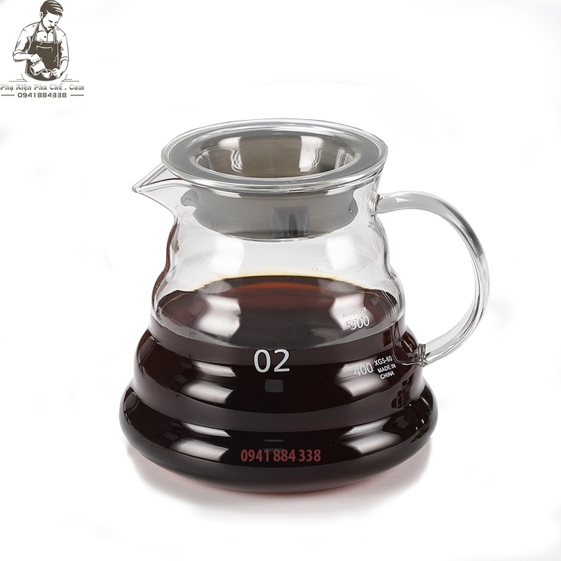 Bình Pha Drip Coffee V60 Phễu Lọc Có Tay Cầm