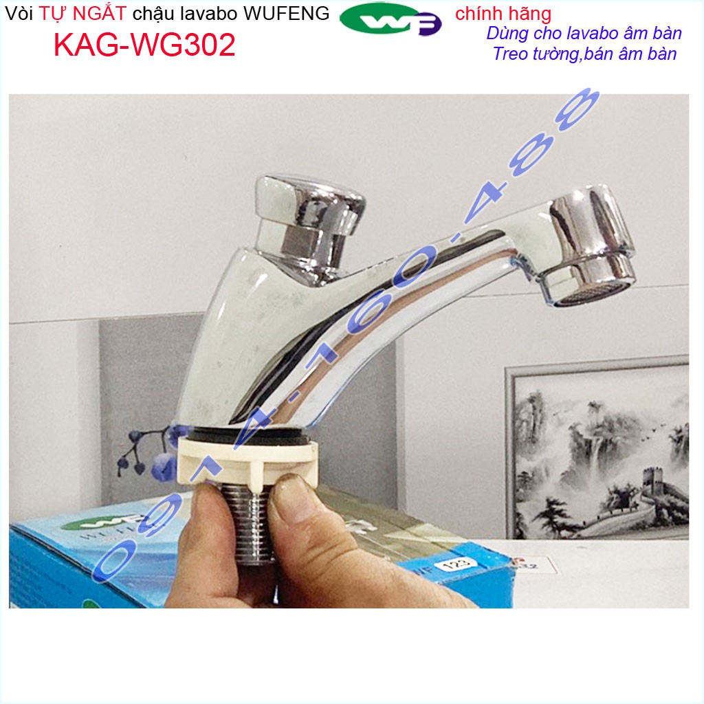 Vòi lavabo nhấn tự ngắt nước Wufeng KAG-WG302, vòi bán tự động ngắt nước tiết kiệm nước sử dụng tốt hiệu suất tốt