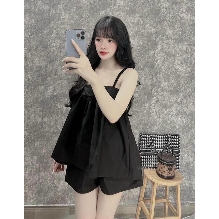 Đồ bộ nữ, set đồ bộ quần đùi và áo 2 dây vải cotton lụa dày xịn, đồ bộ mặc ở nhà nữ, set đồ bộ nữ, đồ bộ kiểu, đồ bộ lụa