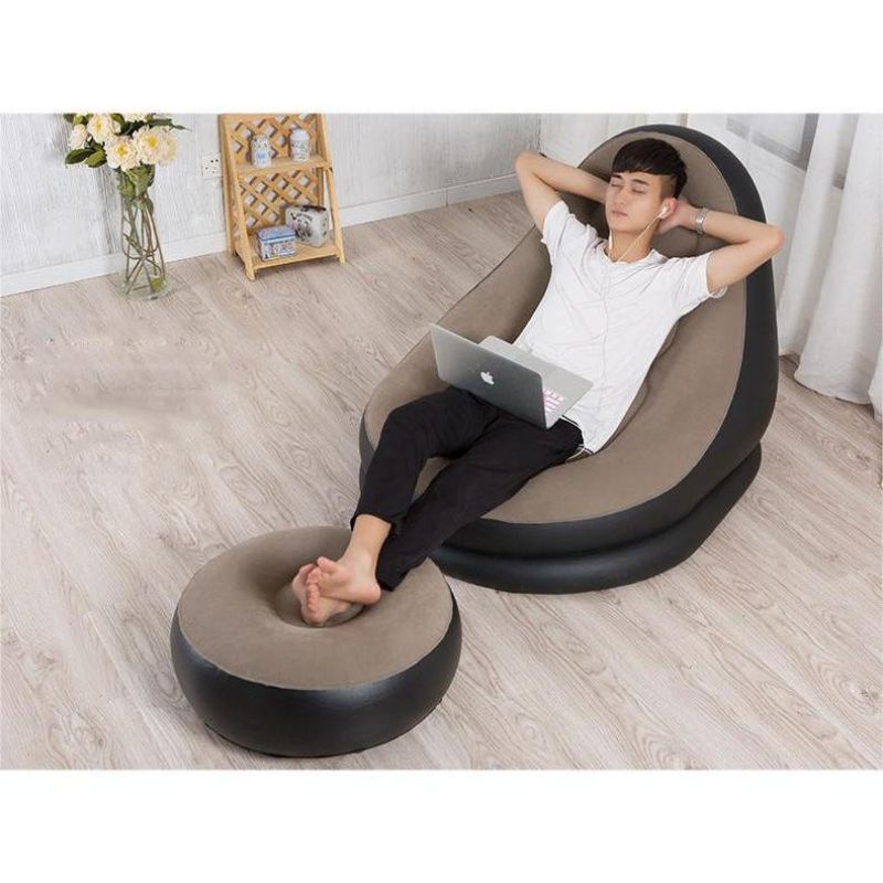 Ghế Hơi Tựa Lưng Bọc Nhung Mềm Mịn Êm Ái - Đệm Hơi Lót Chân Cao Cấp - Ghế Sofa Hơi