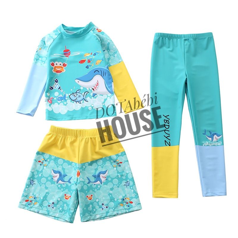 nhiều mẫu Đồ bơi 3 chi tiết gồm áo dài tay quần dài quần ngắn size đại cho bé trai mã SW0140.0150