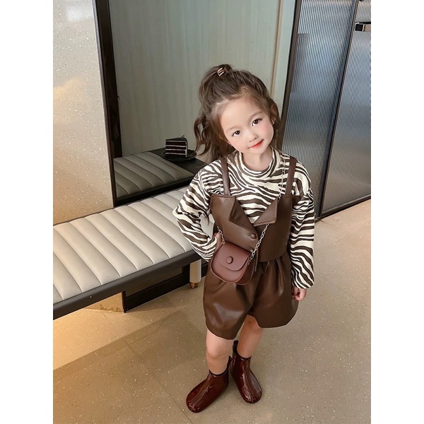 Set da áo vằn 3 chi tiết cho bé gái