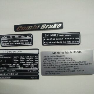 Bộ tem thông số Airbladee 2012 New