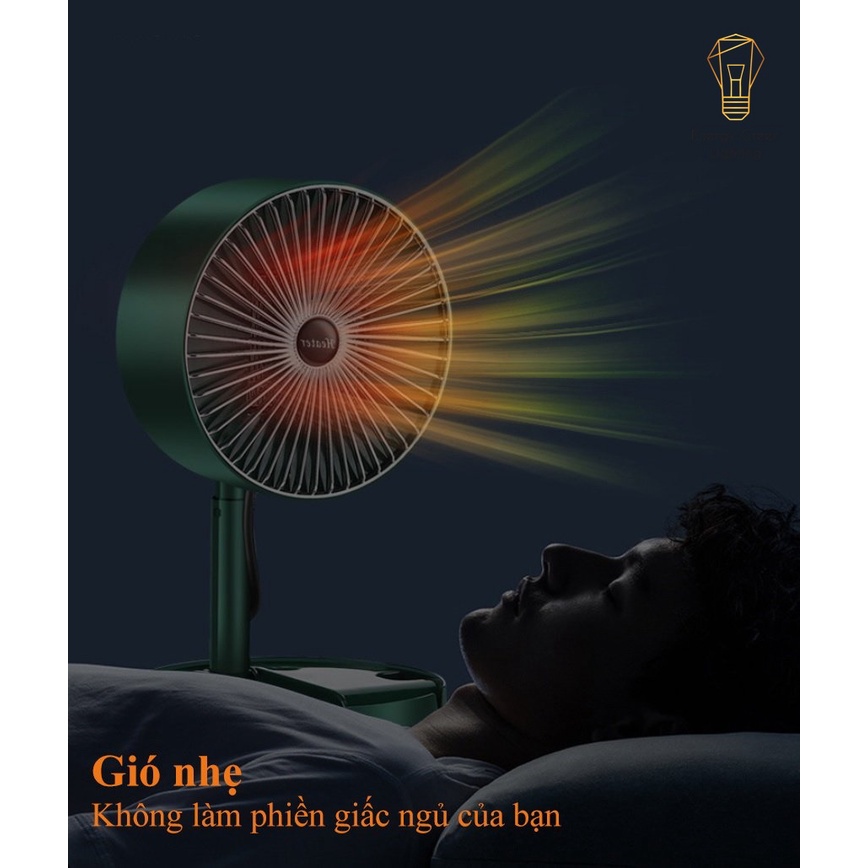 Máy Sưởi Để Bàn Energy Green Lighting TN036, Quạt Sưởi Mini - Công Nghệ Sưởi Gốm PTC Ceramic-Công Suất 600-1000w