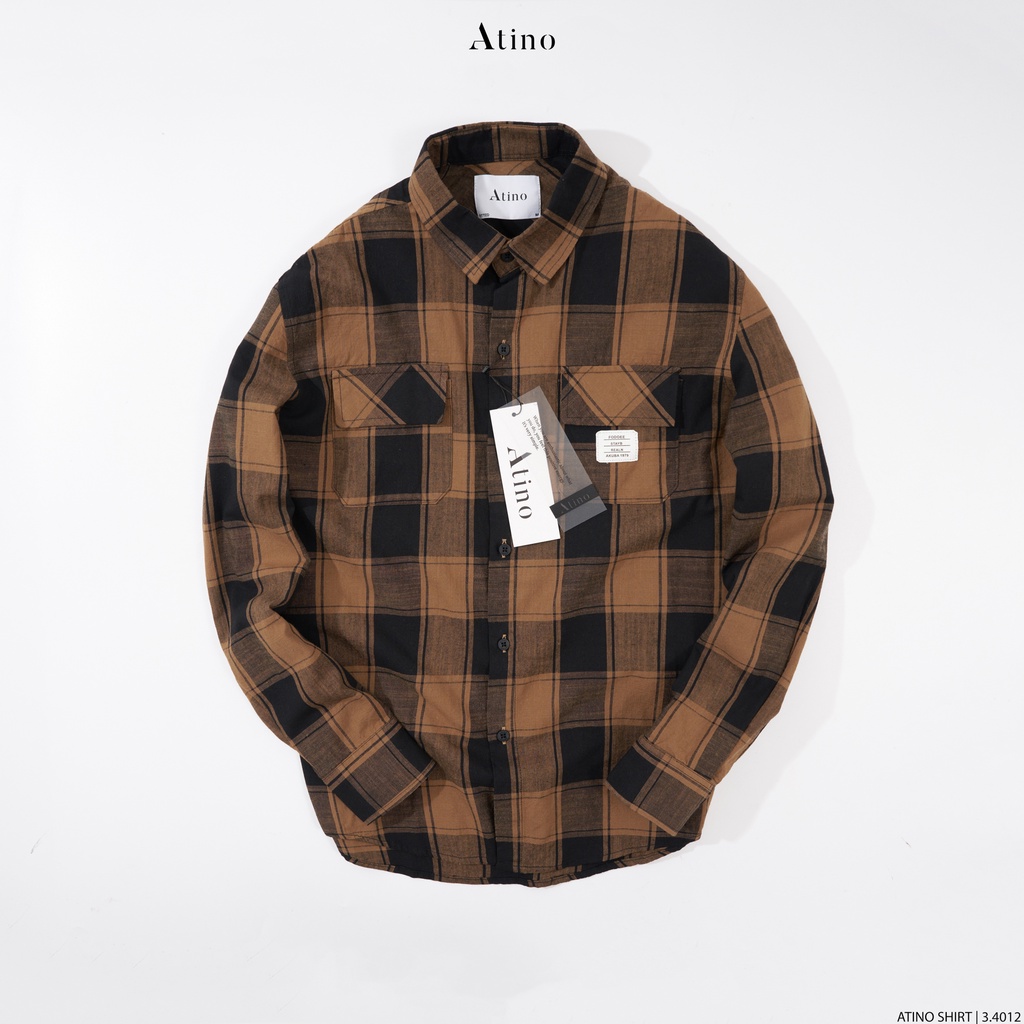 Áo Sơ Mi Dài Tay Nam Sọc Caro ATINO Vải Cotton mềm mịn thoáng mát Form Regular SM3.4012