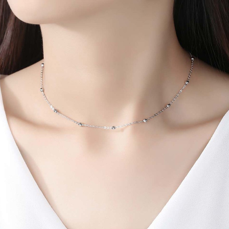 925 Silver Plated Necklace with Beautiful Round Beads
