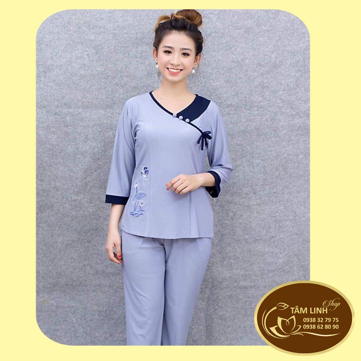 Đồ Lam Đi Chùa_Mẫu Tim Nơ