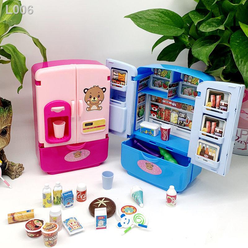 Mô phỏng trẻ em tủ lạnh cửa đôi bộ đồ chơi nhà bếp giáo dục 3-6 tuổi