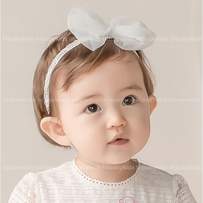 Băng Đô Turban Vải Đính Nơ Ren Cho Bé