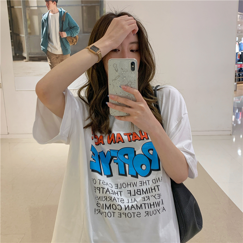 Áo thun SUXI tay ngắn in họa tiết chữ cái trẻ trung thời trang cho nữ