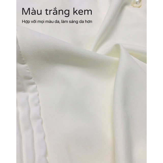 Đầm đi tiệc cổ yếm phối tà dập ly cánh quạt màu trắng đủ size | BigBuy360 - bigbuy360.vn