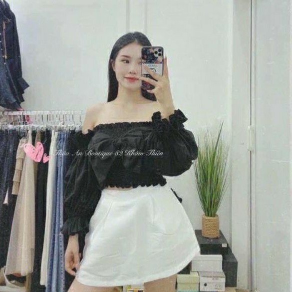 Áo nơ trễ vai 2 lớp siêu dễ thương ( tay lỡ)🤩