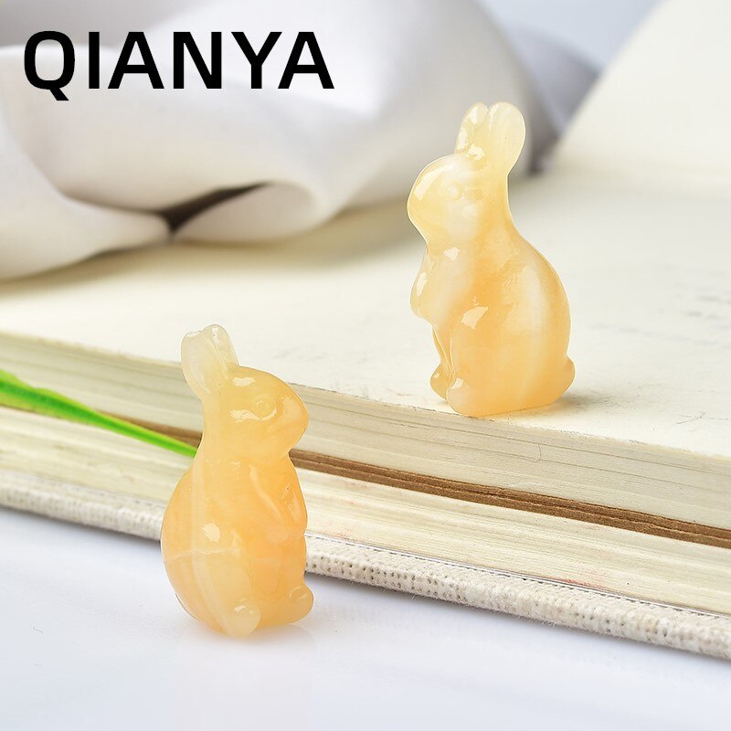 Đá Thạch Anh Tự Nhiên Mini Khắc Hình Thỏ Elf Dễ Thương Trang Trí Nhà Cửa