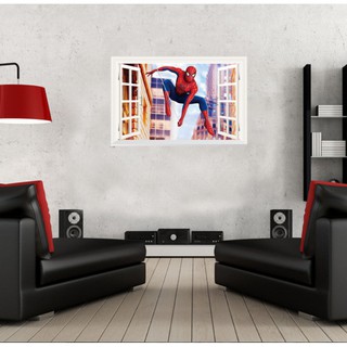 Decal trang trí khung cửa sổ 3D Người Nhện
