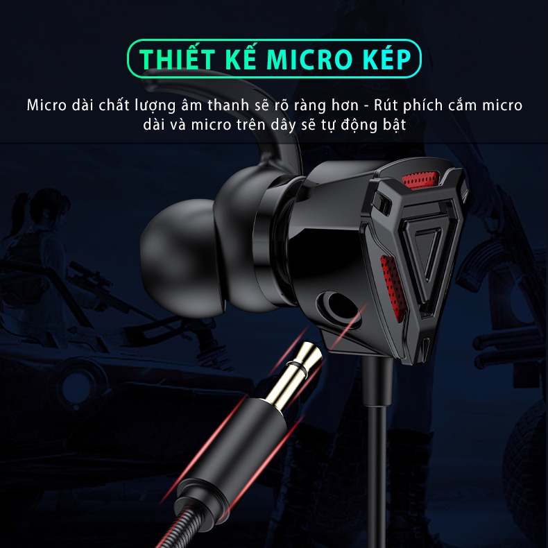 Tai nghe gaming có dây mic rời MEMO G3M âm thanh stereo chống nước giảm tiếng ồn micro kép cho điện thoại chơi game