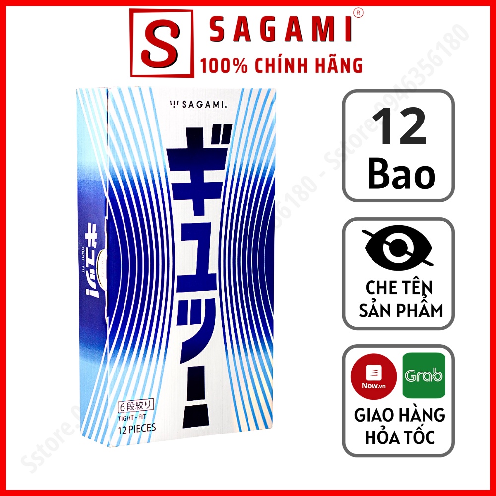 Bao Cao Su Sagami Tight Fit - BCS Thiết Kế 3D Lượn Sóng – Kéo Dài Thời Gian - Hộp 12 Chiếc