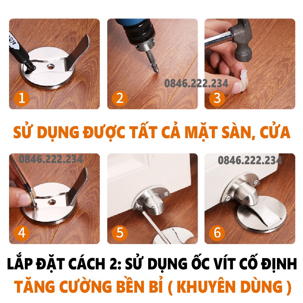 Chặn cửa chống va đập   Nam châm tự hút thông minh, INOX 304 không rỉ tét, giúp hạn chế va đập cho cánh cửa