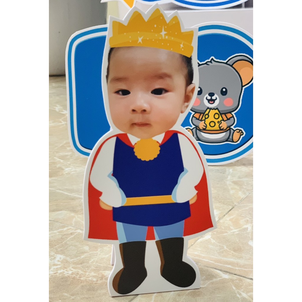 (Freeship) Thiết kế hình Chibi trang trí tiệc sinh nhật, thôi nôi, đầy tháng theo yêu cầu cho bé trai, thiết kê yêu cầu