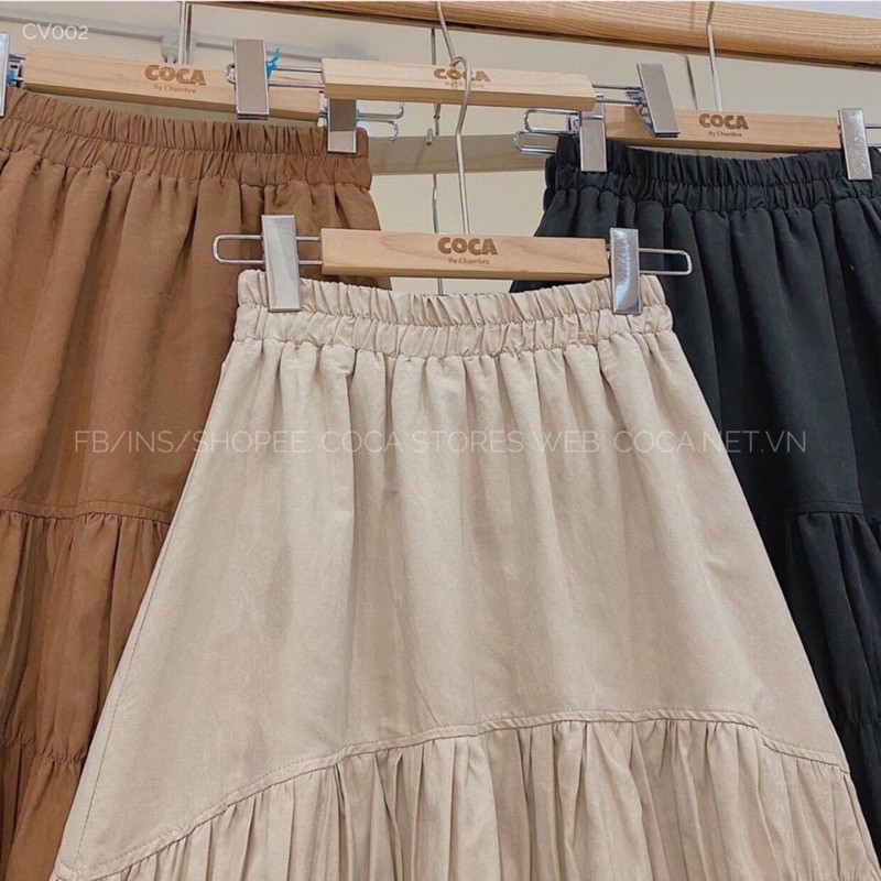[ Mã FADIRECT5K giảm 5K đơn bất kỳ] Chân Váy Kaki🌸 Chân Váy Dúm Vạt Thô Dáng Dài Xoè, Cạp Cao Trơn Ulzzang Đen|Nâu|Be | BigBuy360 - bigbuy360.vn