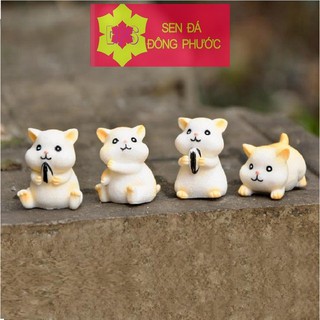 (Hot) - Chuột hamster nhựa màu vàng- Phụ kiện làm tiểu cảnh sen đá, xương rồng, cây phong thuỷ văn phòng đẹp