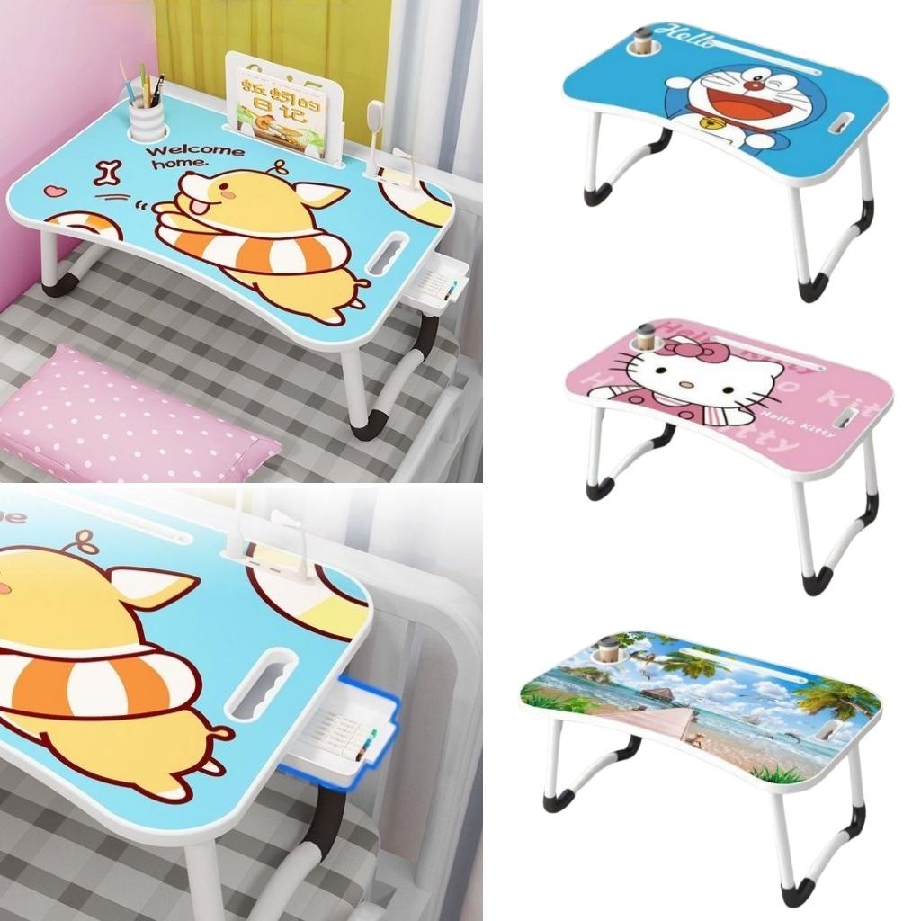 Bàn học gấp gọn cao cấp bọc nhựa có khe cắm Ipad, ngăn đựng bút, tay xách và chỗ để cốc nước, siêu bền,đẹp,cute