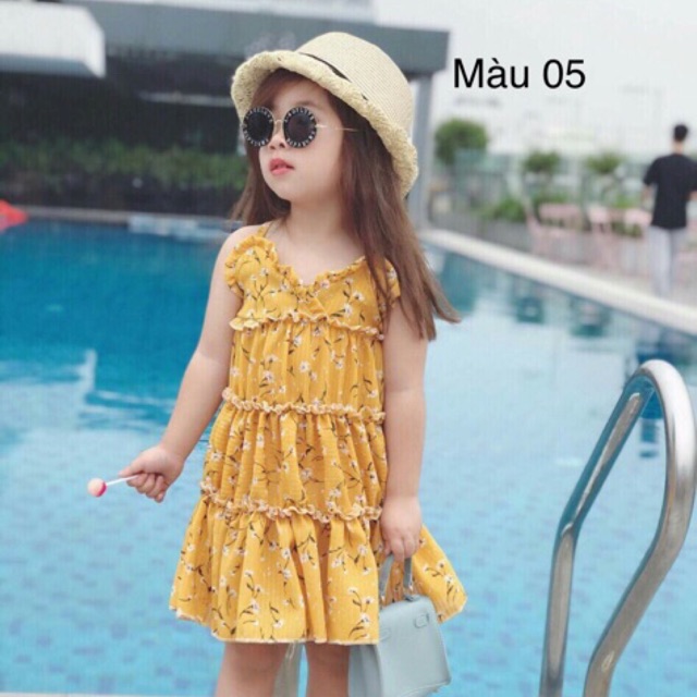 VÁY ĐẦM BÉ GÁI ĐI BIỂN 2 DÂY THÔ TƠ MÁT SIZE 2-8 SALE THANH LÝ SỐC