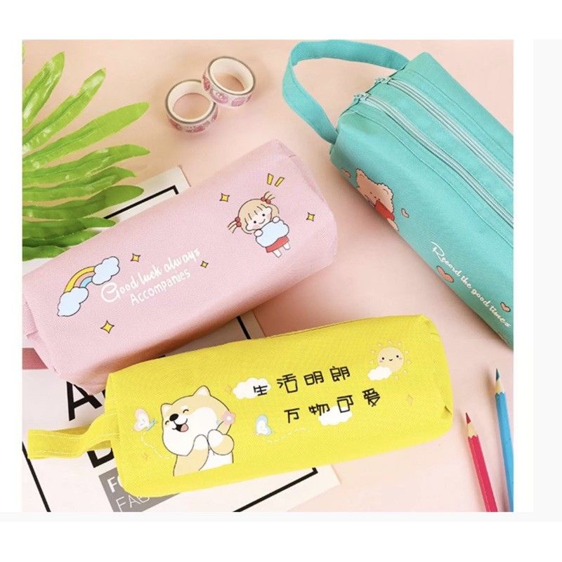 Hộp bút/túi bút 2 ngăn màu Pastel size lớn để vừa máy tính