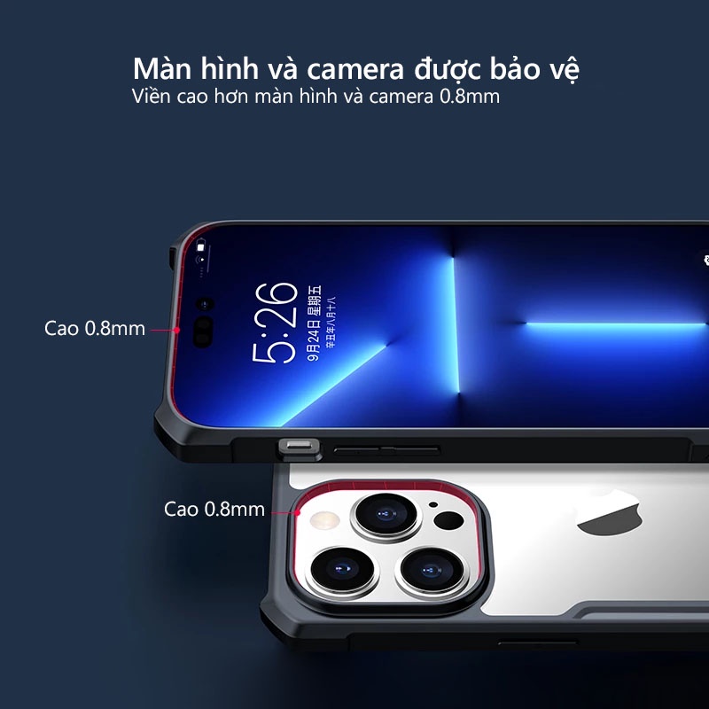 Ốp lưng XUNDD iPhone 14 / 14 Pro / 14 Pro Max Mặt lưng trong, Viền TPU, Chống sốc