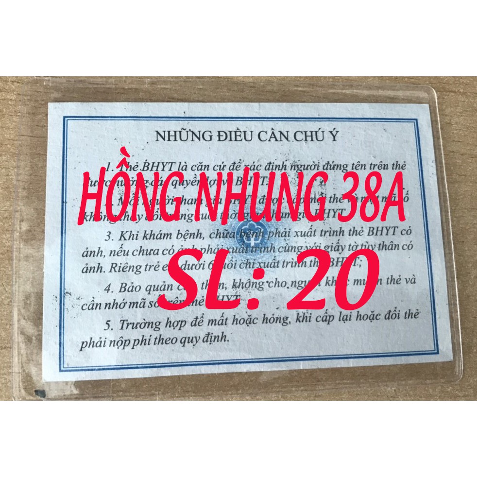 Vỏ bao bọc thẻ Bảo hiểm y tế dẻo trong có nắp đậy chống nước - sét 20 cái