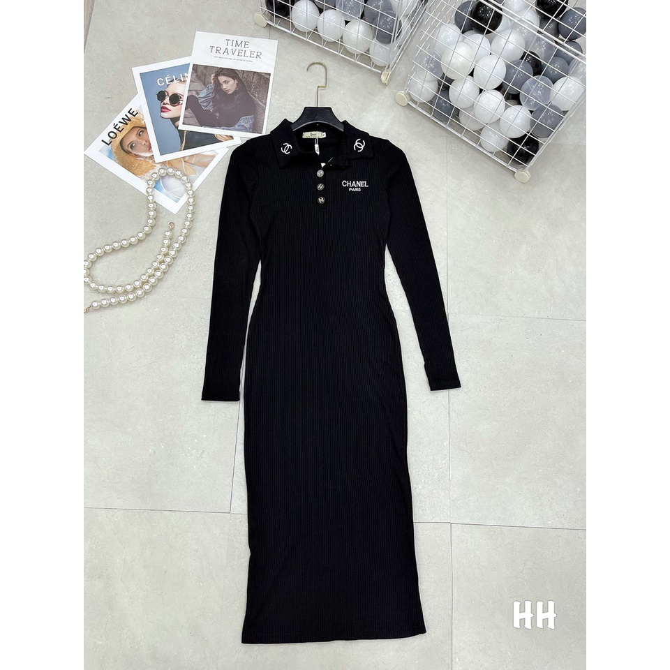 Đầm Body Phom Dài Dáng Xòe Cổ tim Tay dài Chất Thun Gân Thích Hợp Mặc Đi Tiệc Đi Làm Đi Chơi | BigBuy360 - bigbuy360.vn