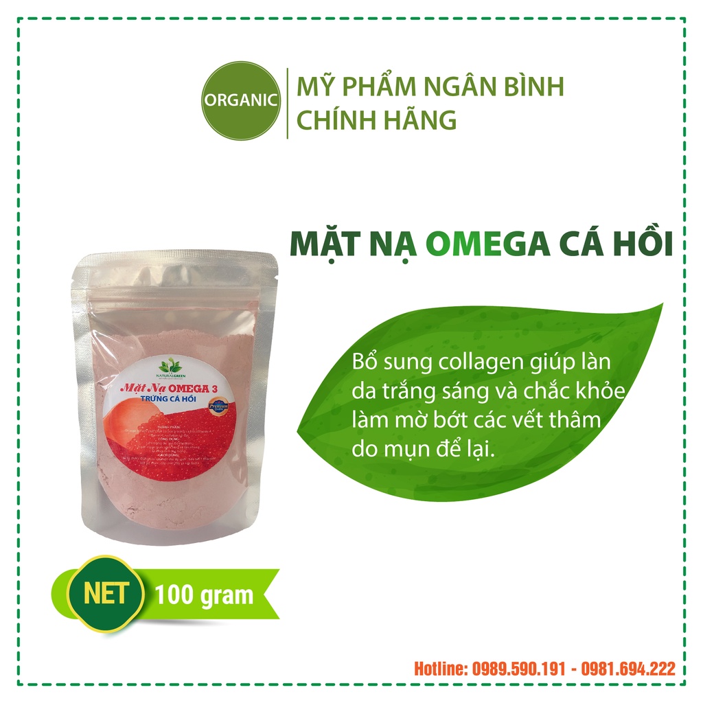 100gr Mặt nạ omega 3 trứng cá hồi bổ sung collagen cho da săn chắc, cải thiện tone da