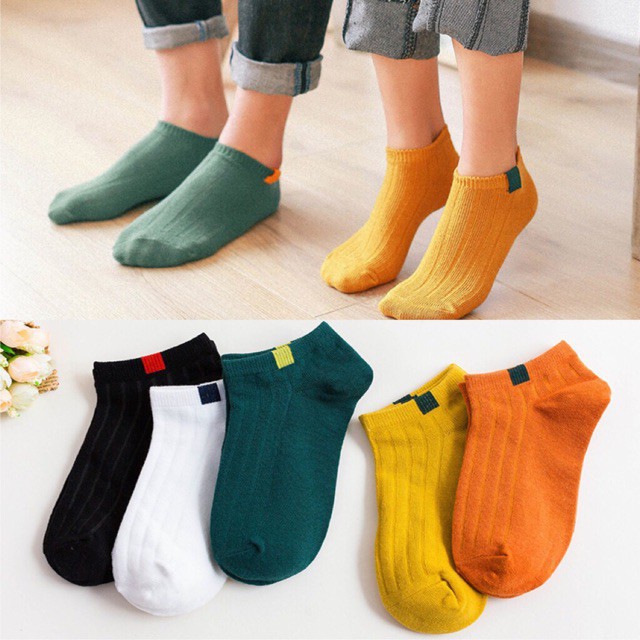 SÉT 10 Đôi tất vớ chấm vuông cổ ngắn nam nữ phong cách hàn quốc - MÃ: TSDL 49