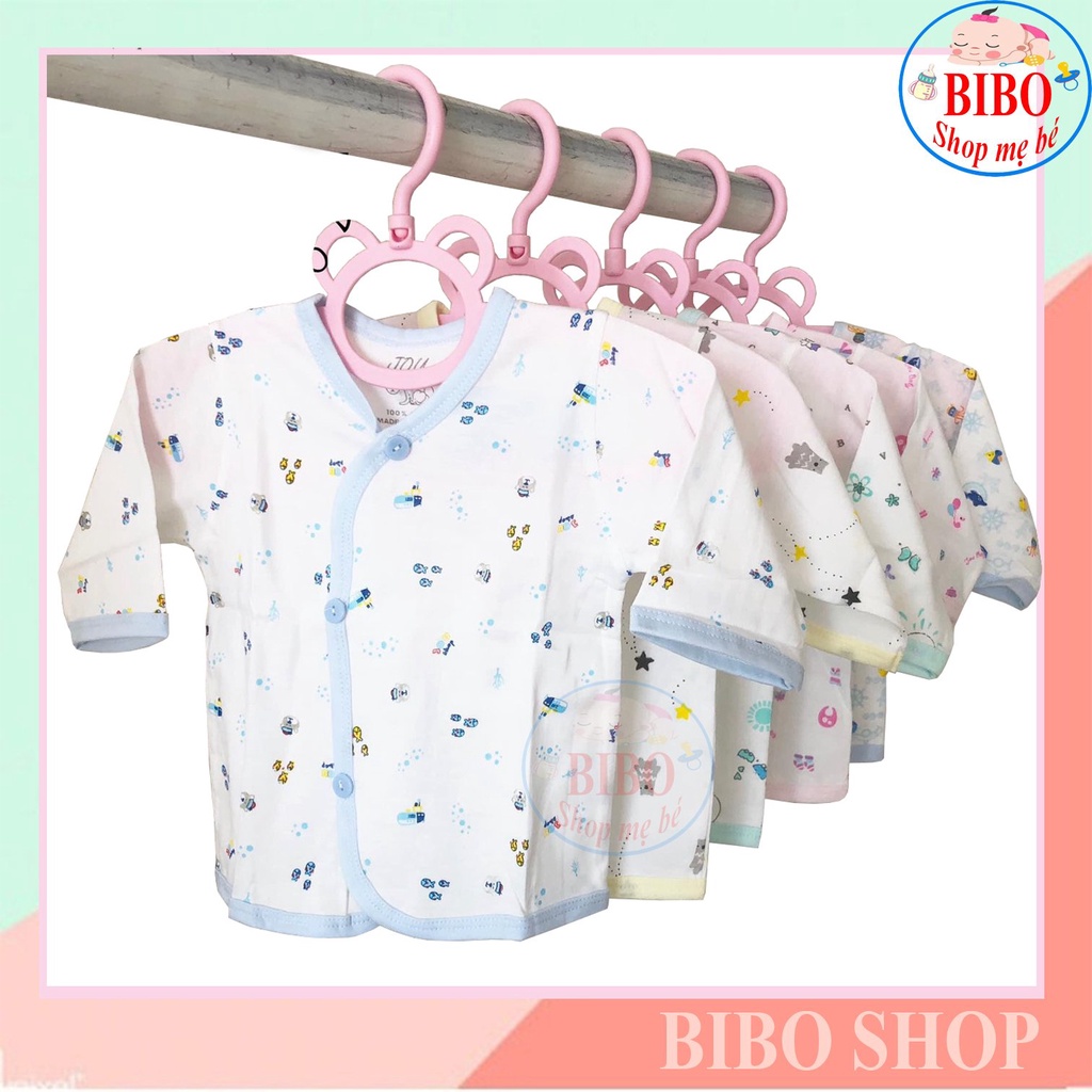 Áo sơ sinh Cài Xéo Họa Tiết JOU, chất vải cotton 100% cao cấp mềm, mịn, thoáng mát, hàng giao giống hình