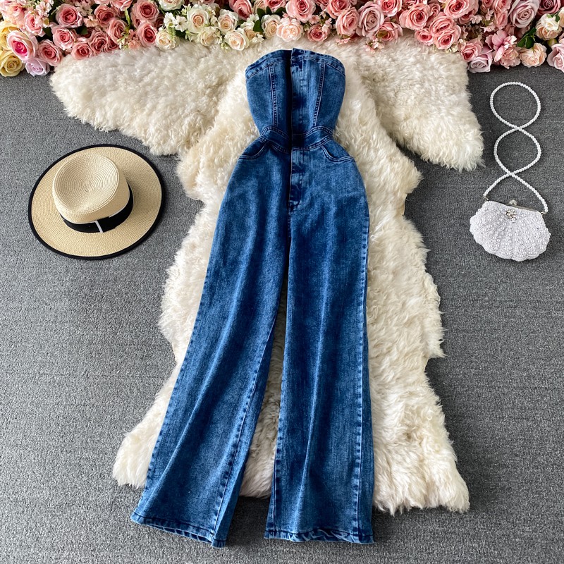 ÁO LIỀN QUẦN JEANS CÚP NGỰC QUẦN ỐNG RỘNG HACK DÁNG SIÊU ĐỈNH