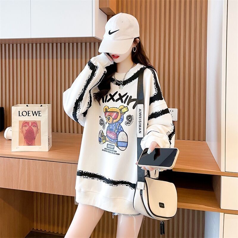 Áo Sweatshirt Mỏng Tay Dài Dáng Rộng Cỡ Lớn Thời Trang Xuân Thu Cho Nữ