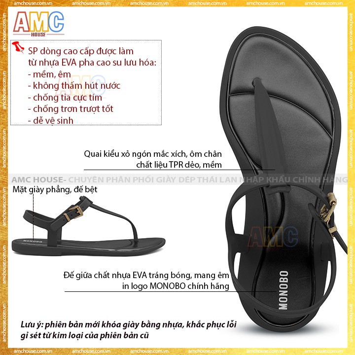 Sandal nữ xỏ ngón Thái Lan đi mưa cao cấp MONOBO - AVA 1 2