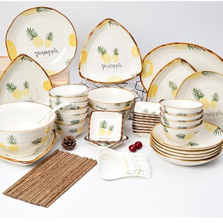 Set bát đĩa hình dứa phong cách Hàn Quốc