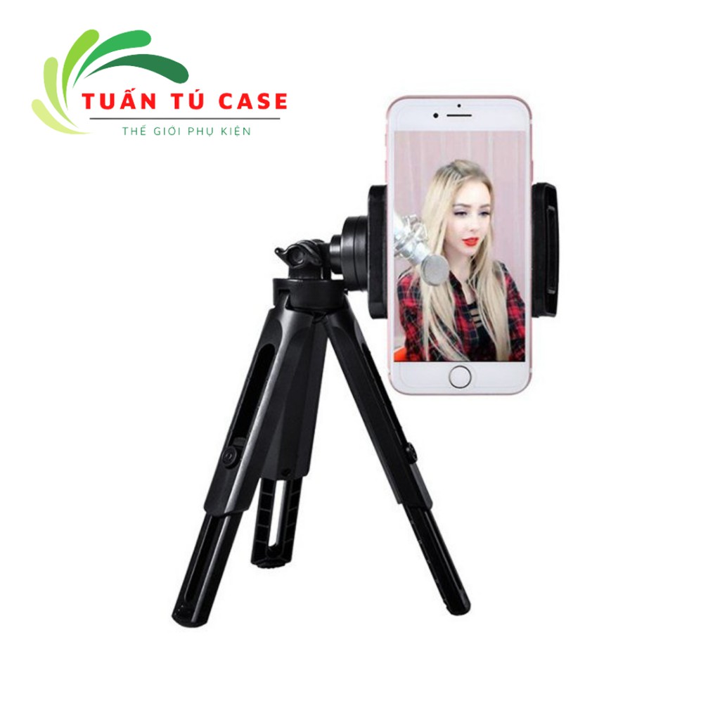 Tripod kèm kẹp điện thoại đa năng 2 trong 1 thỏa mái chụp ảnh, livestream, quay video, xoay nhiều góc độ tiện lợi