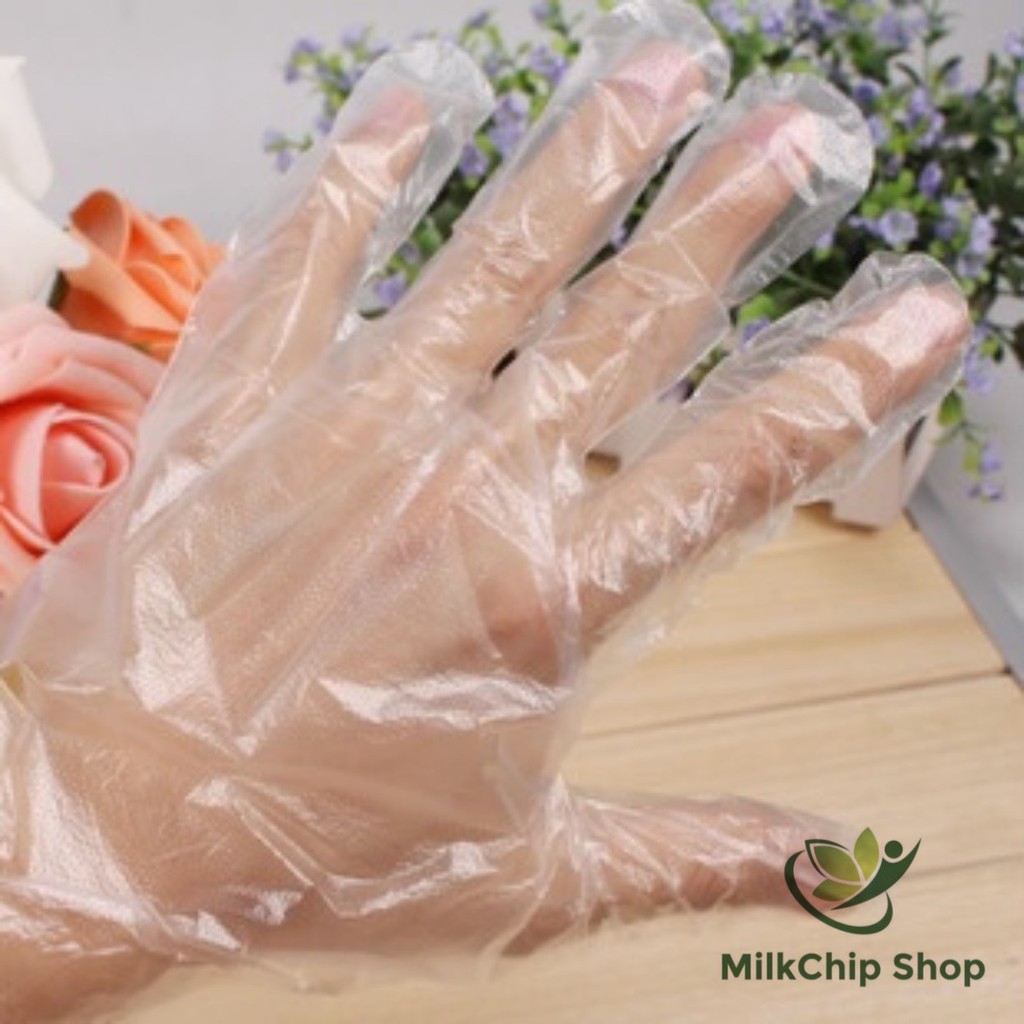 Găng tay dùng 1 lần tiện lợi trong nhà bếp, găng tay vệ sinh PE (gói 100 cái) A020