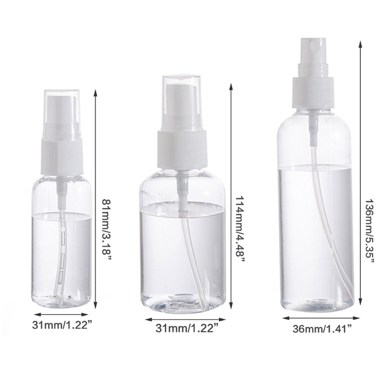 Set 3 chai xịt chiết đựng nước hoa nước rửa trong suốt 30ml/ 50ml/ 100ml nhỏ gọn
