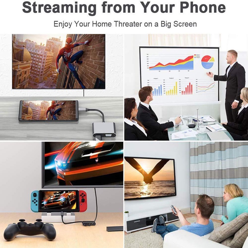NINTENDO Bộ Chuyển Đổi USB C Sang HDMI VGA 3 Cho Màn Hình Kép OTG MacBook Air / Pro iPad Pro