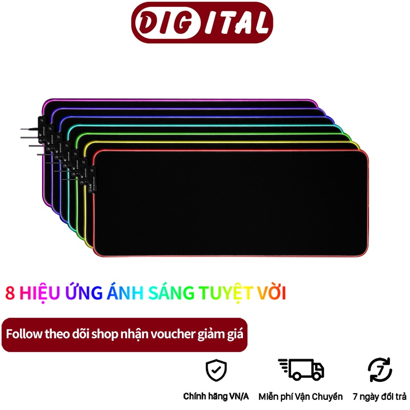 Miếng lót chuột LED RGB ,Pad chuột chơi game cỡ lớn chống trượt siêu bền siêu đẹp ,Đèn 7 màu dần dần thay đổi màu