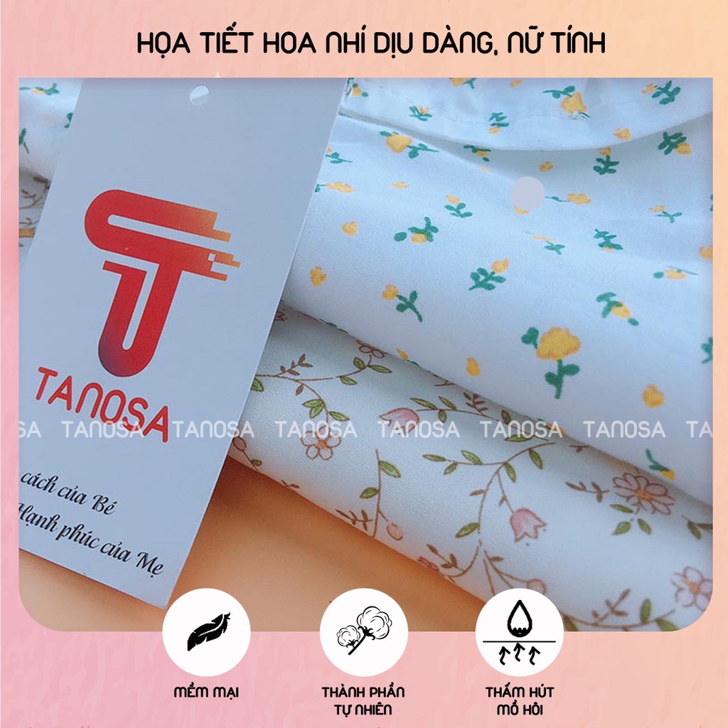 Set bộ áo cộc tay hoa nhí quần đùi TANOSA siêu xinh cho bé gái 1-5 tuổi